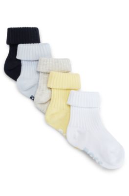 Hugo Boss Gift-boxed Five-pack Of Baby Logo Socks In Dark Blue