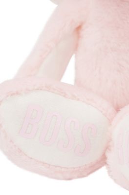 Hugo Boss Baby Bunny Toy In Faux Fur With Printed Logos In Light Pink