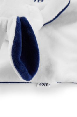 Baby bunny toy in faux fur with embroidered logo, White