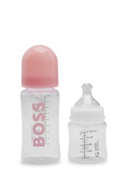 Gift-boxed set of two BPA-free baby bottles, light pink