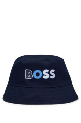 Baby bucket hat with multi-colored logo print - BOSS