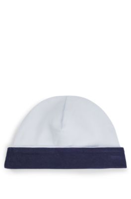 Baby reversible organic-cotton hat with logo, Light Blue