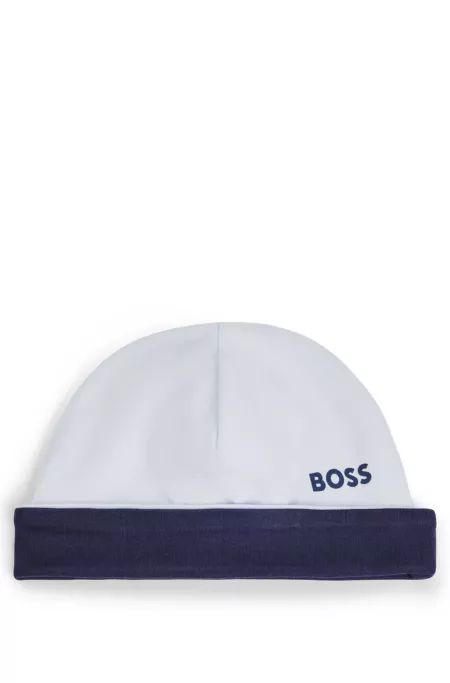 Baby reversible organic-cotton hat with logo