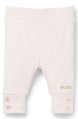 Baby printed-logo dress in stretch cotton, light pink