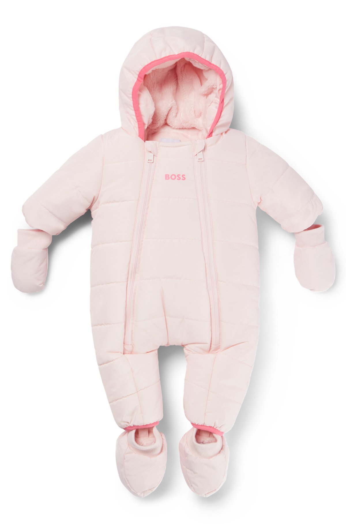 water-repellent snowsuit with detachable mittens slippers