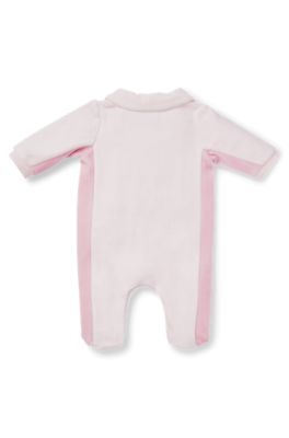 BOSS Baby velvet all-in-one with embroidered logo light pink