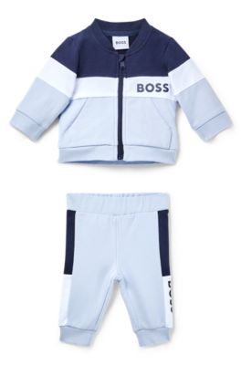 Baby logo-print tracksuit in a cotton blend, Light Blue
