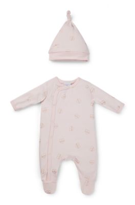 Pijama y gorro en caja de regalo para beb&eacute;s, Rosa claro