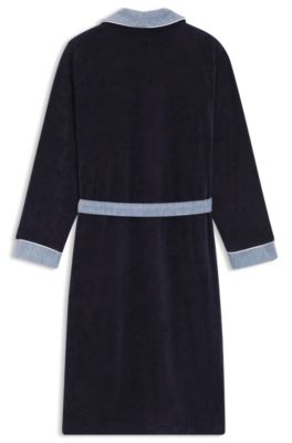 Bat&iacute;n de terciopelo de algod&oacute;n azul marino con ribeteado con textura, Azul oscuro