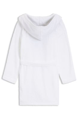 Cotton dressing gown with embroidered logo, White