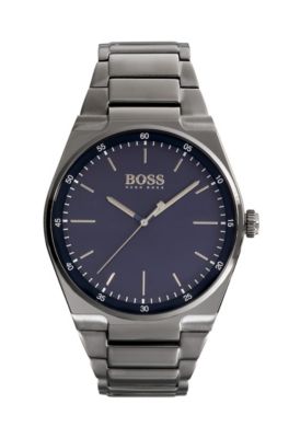 Blue Dial Watch With Grey Bracelet 