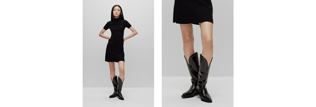 Black dress and boots for Women by HUGO