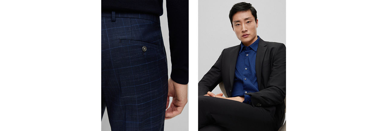 Black suit with blue shirt for Men by BOSS