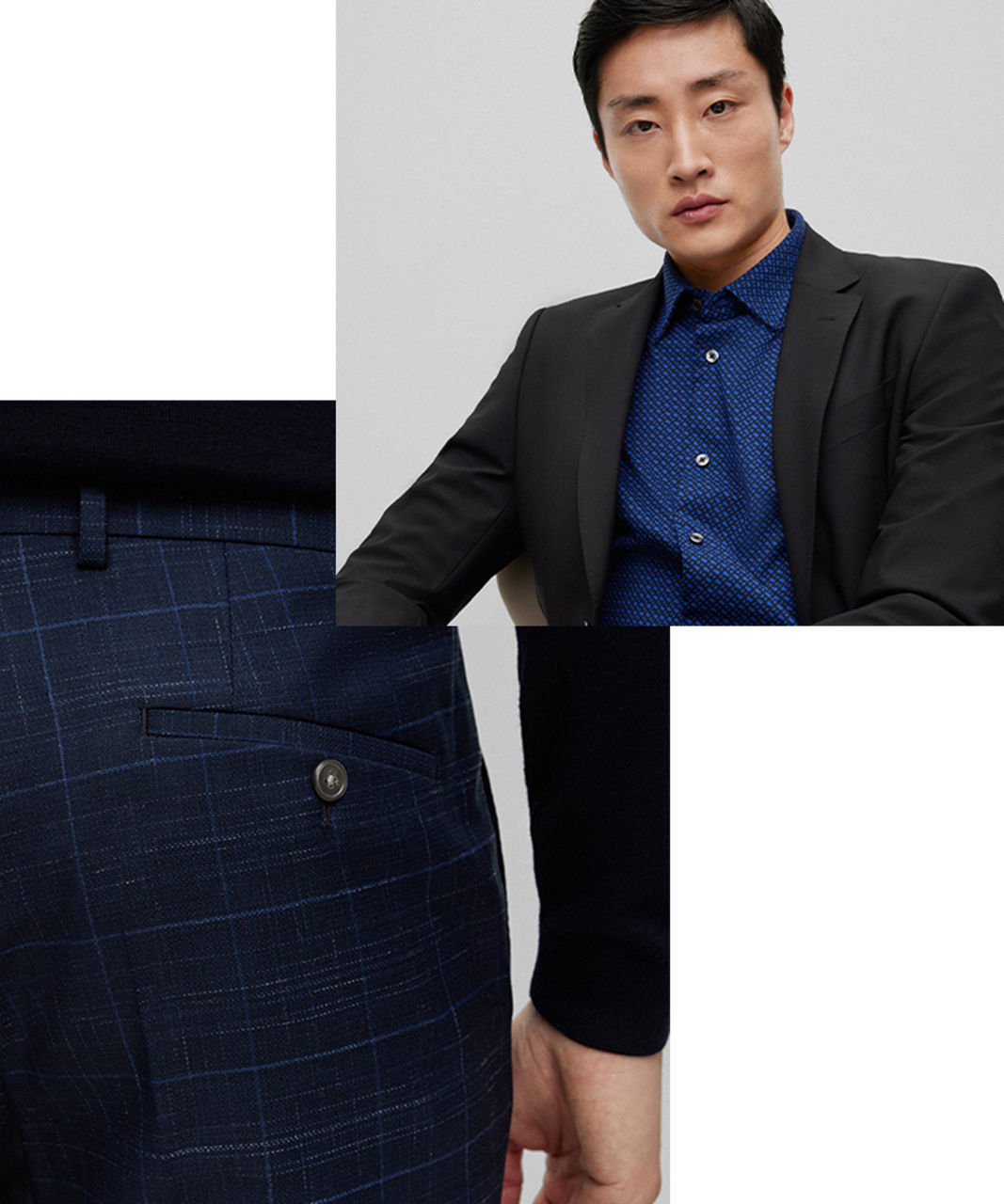 Black suit with blue shirt for Men by BOSS