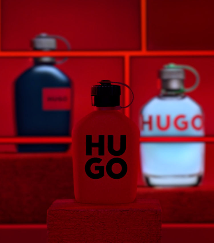 Ein GIF mit den Inhaltsstoffen der HUGO Parfüms 