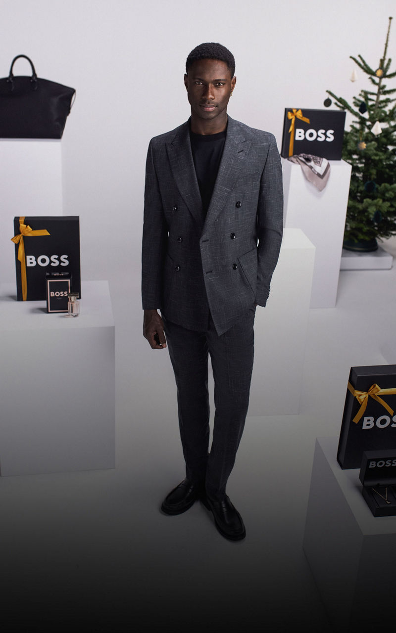 896 HUGOBOSS ロングコート ウール100% ダークグレー XL 50 HUGO BOSS