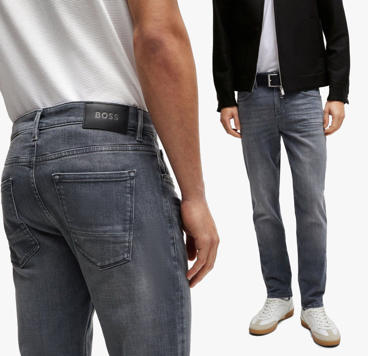 A model wearing an extra slim fit jean