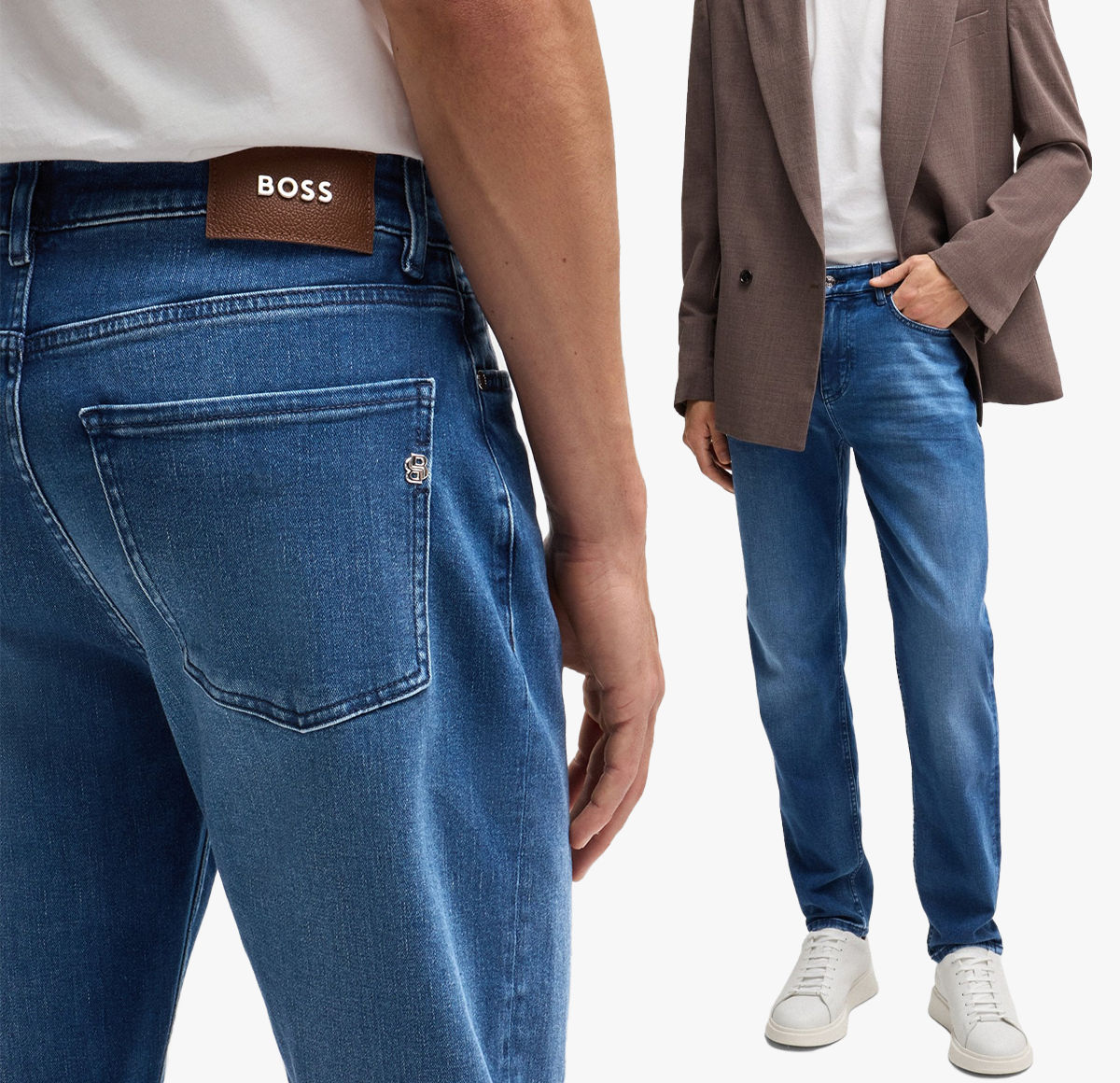 A model wearing a regular fit jean by BOSS