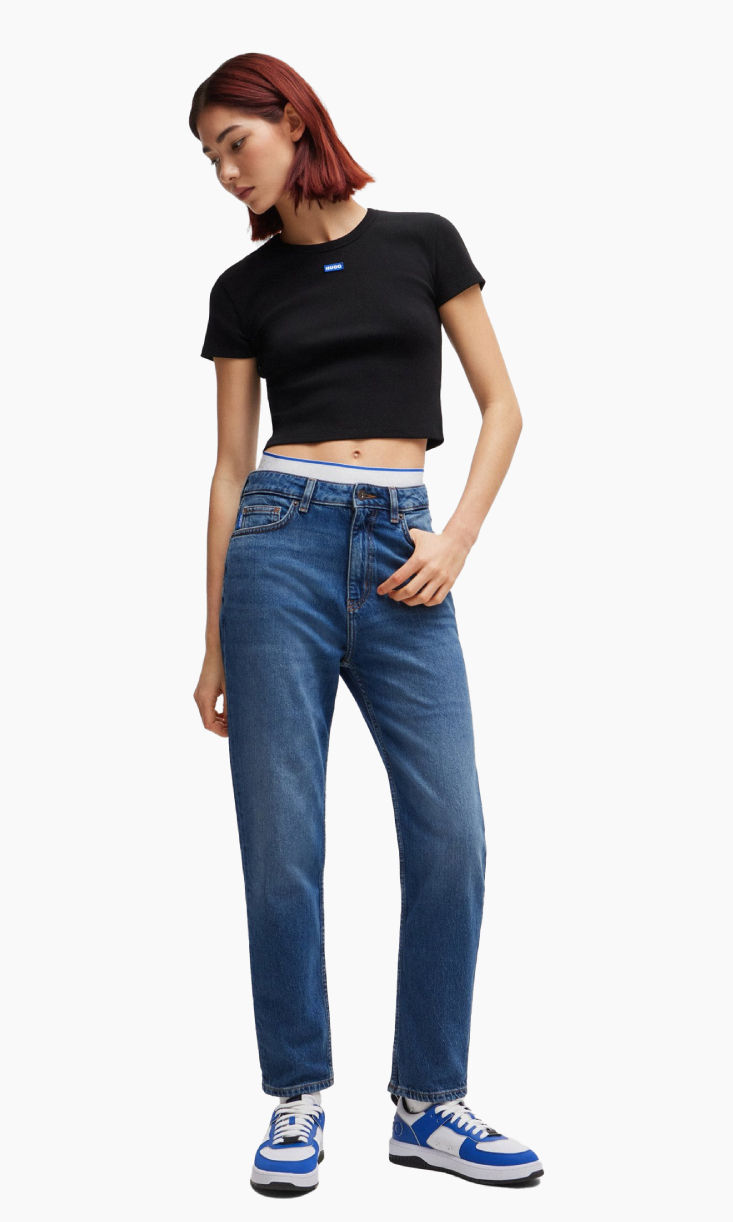 Shop HUGO BOSS tapered fit jeans