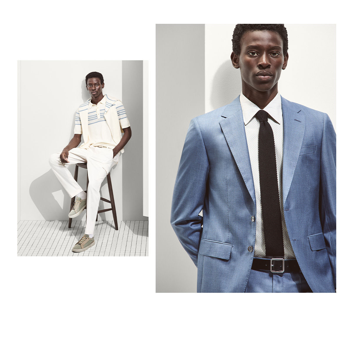 two outfits out off the timeles luxury collection by boss