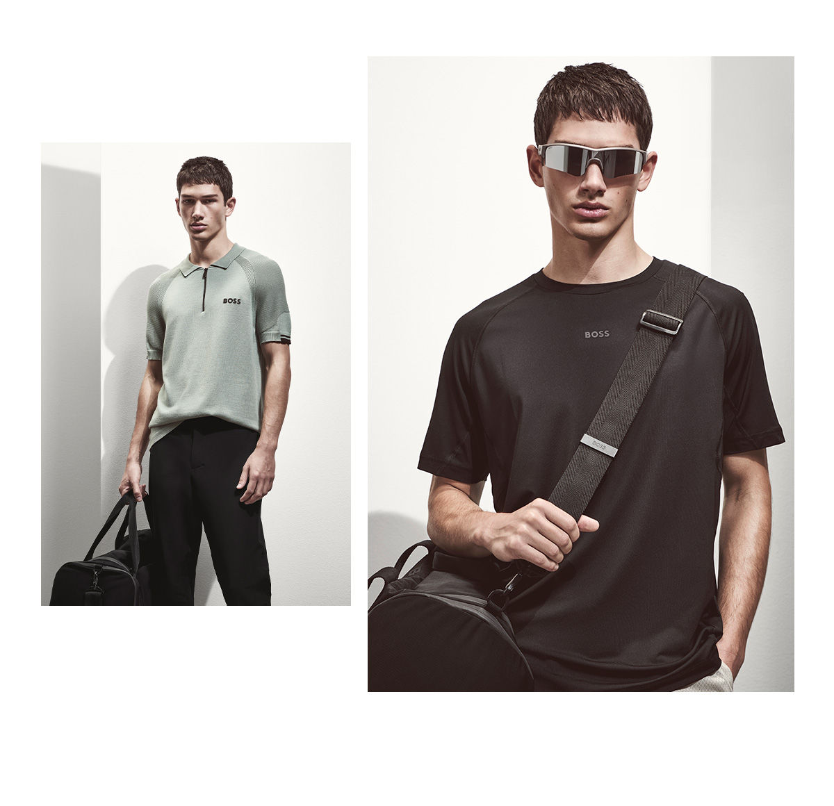 two outfits out off the elevated athleisure collection by boss