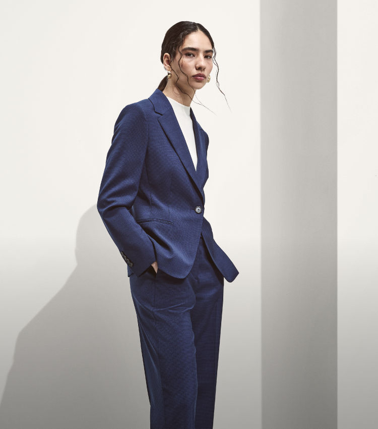 【美品】ヒューゴボス　セットアップ　スカート　アシメ　ネイビー　M ウィメンズ向けオフィスウエア | Women | HUGO BOSS