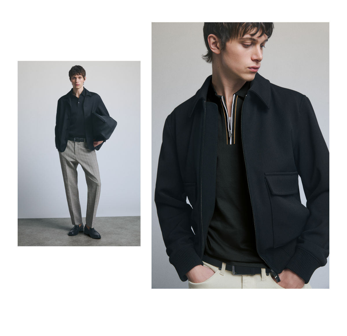 two outfits out off the new formal collection by boss