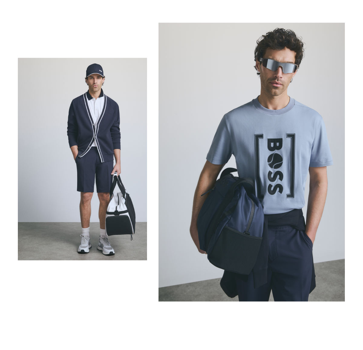 two outfits out off the elevated athleisure collection by boss