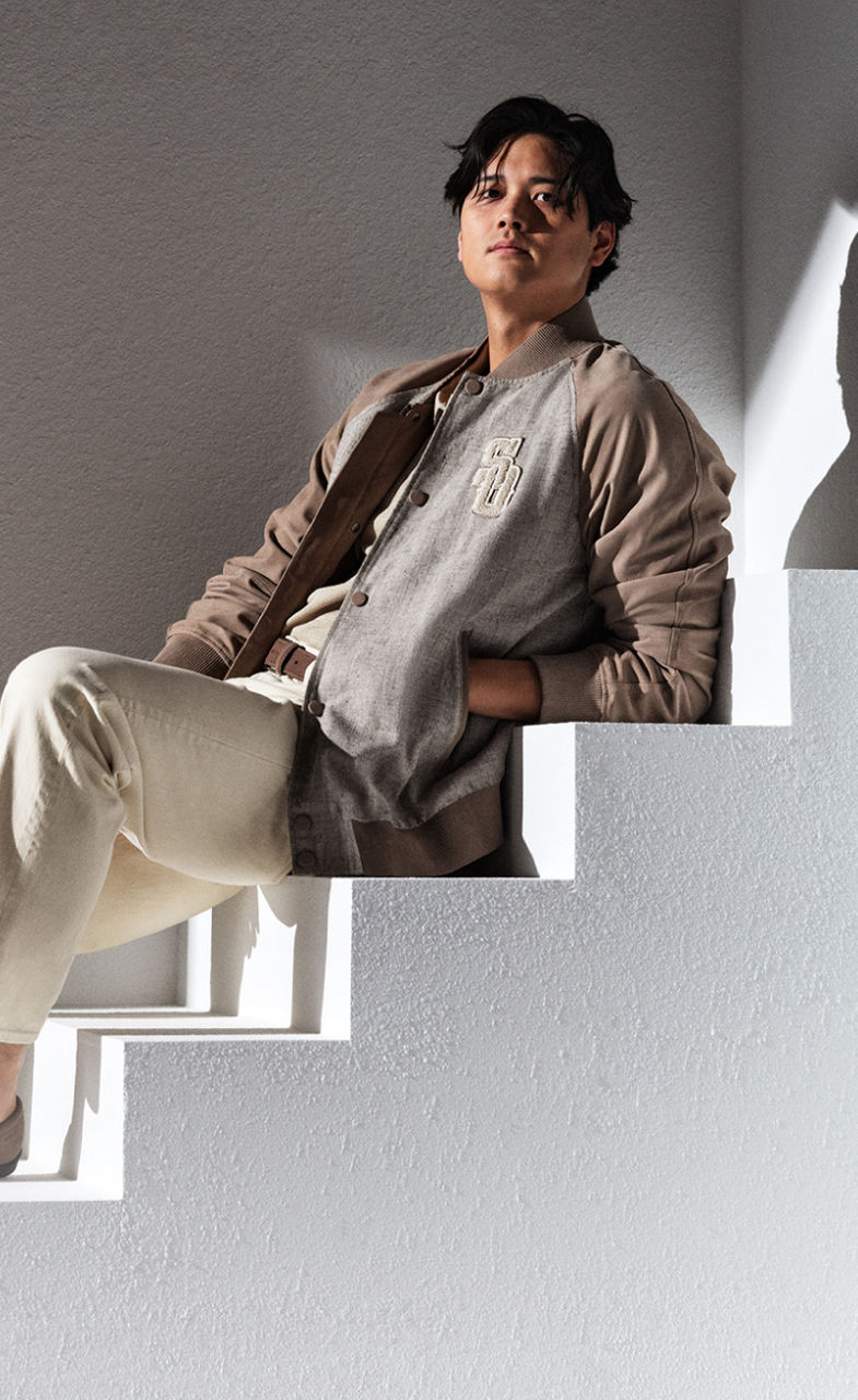 Shohei Ohtani wearing an exclusive look from the collection BOSS Selected by Shohei Ohtani for SU26
