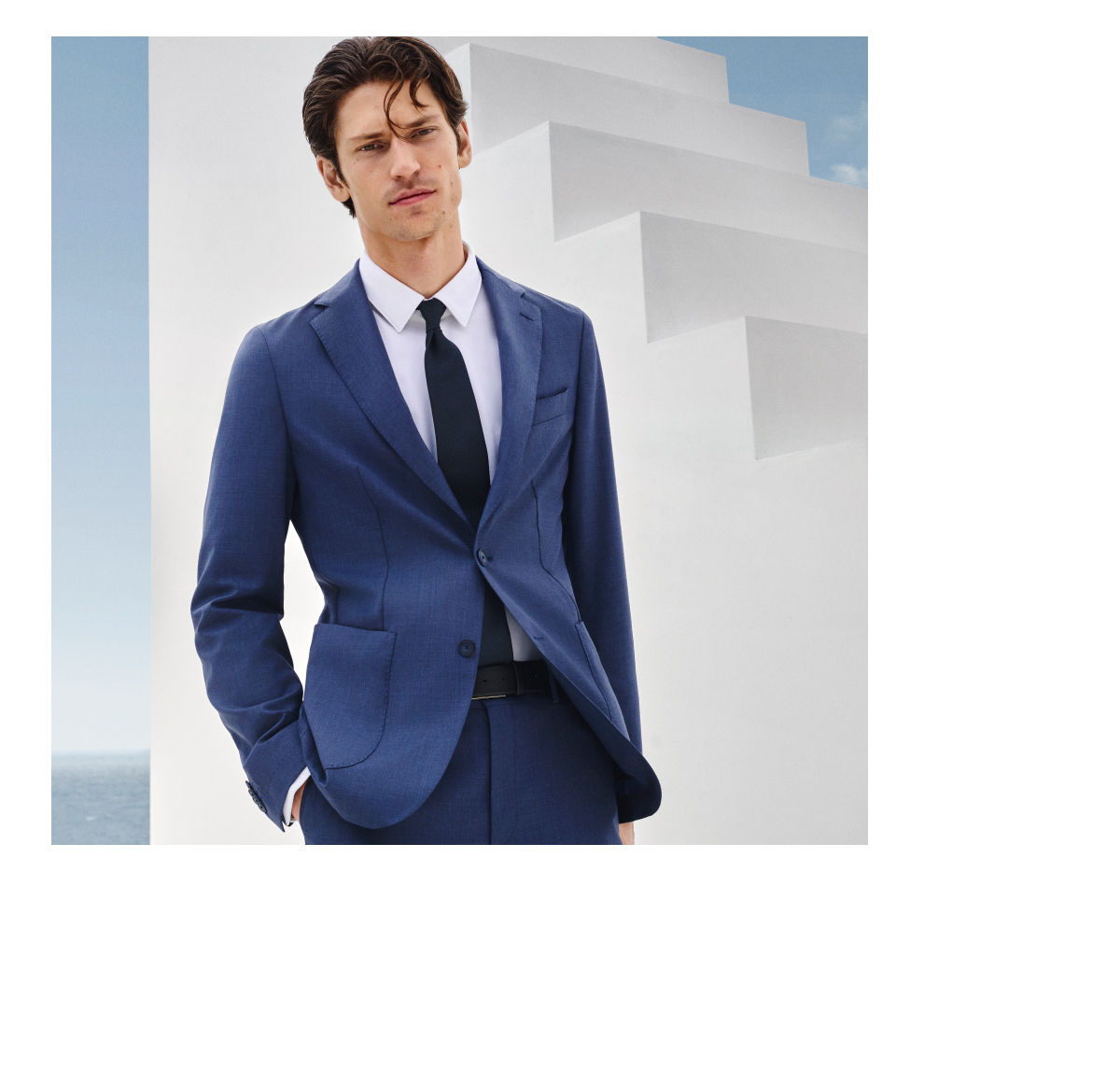 male model in the new BOSS Performance super Lightweight machine washable suit