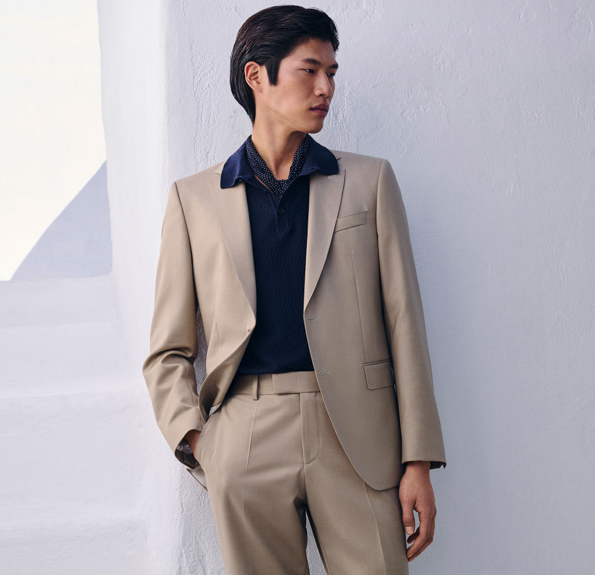 two outfits out off the new formal collection by boss