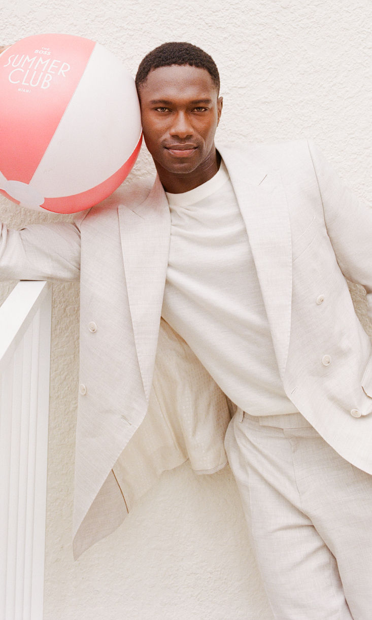 Selection of linen trousers for men by BOSS