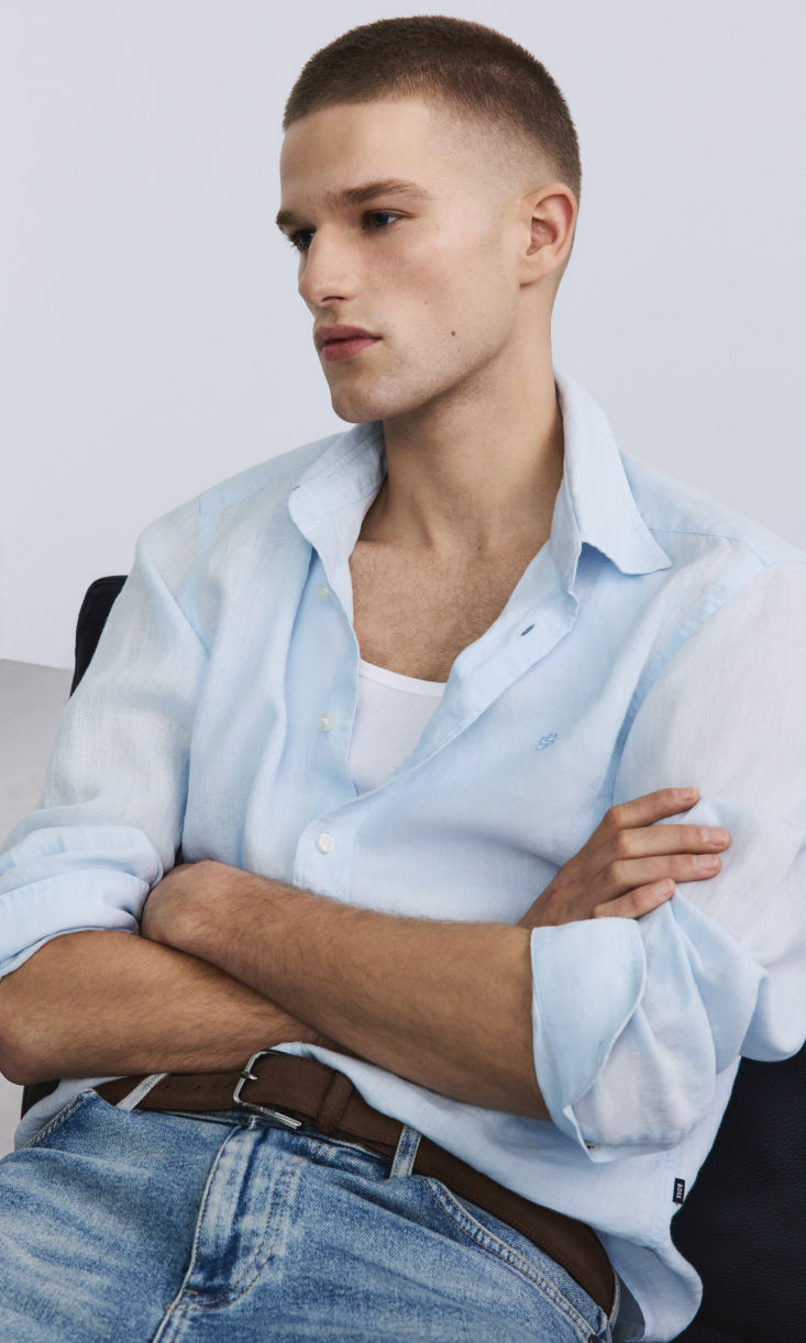 Selection of linen shirts for men by BOSS