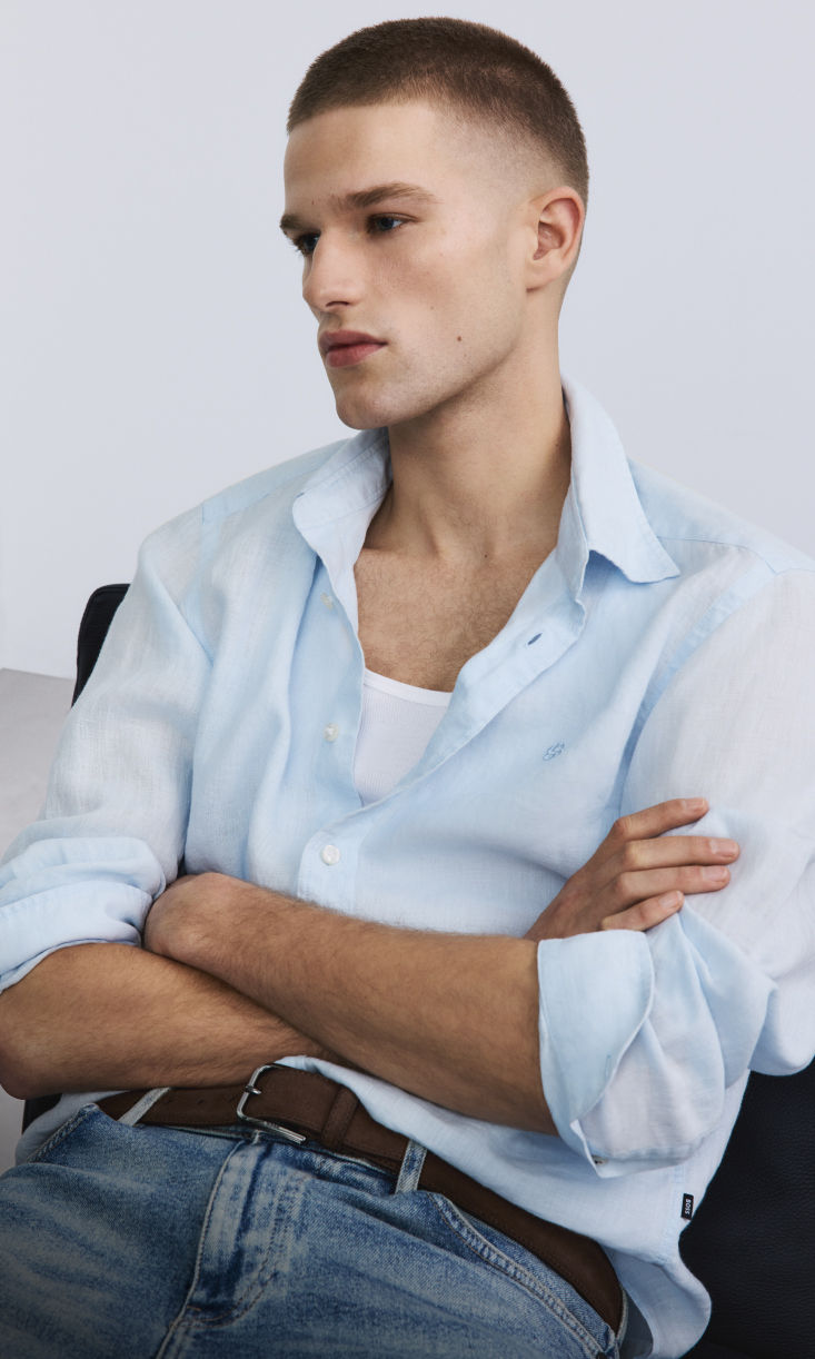 Selection of linen shirts for men by BOSS