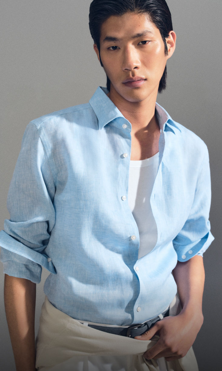Selection of linen shirts for men by BOSS