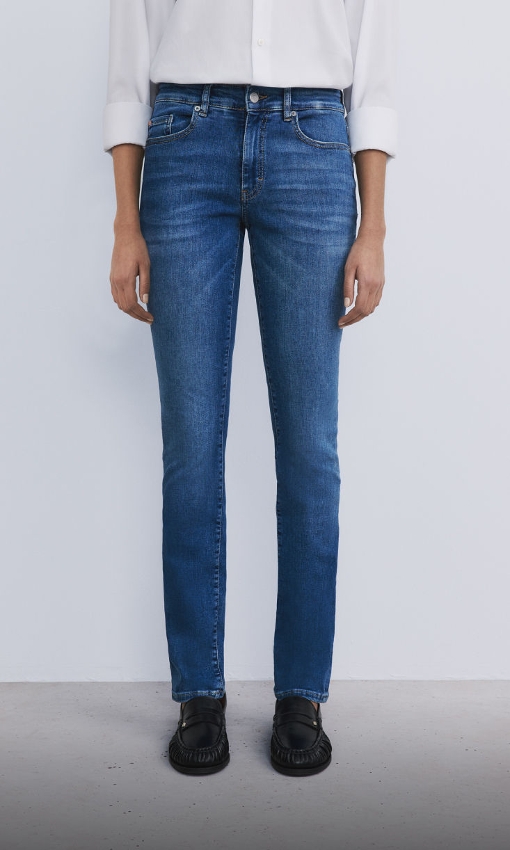 model wearing super slim fit denim 