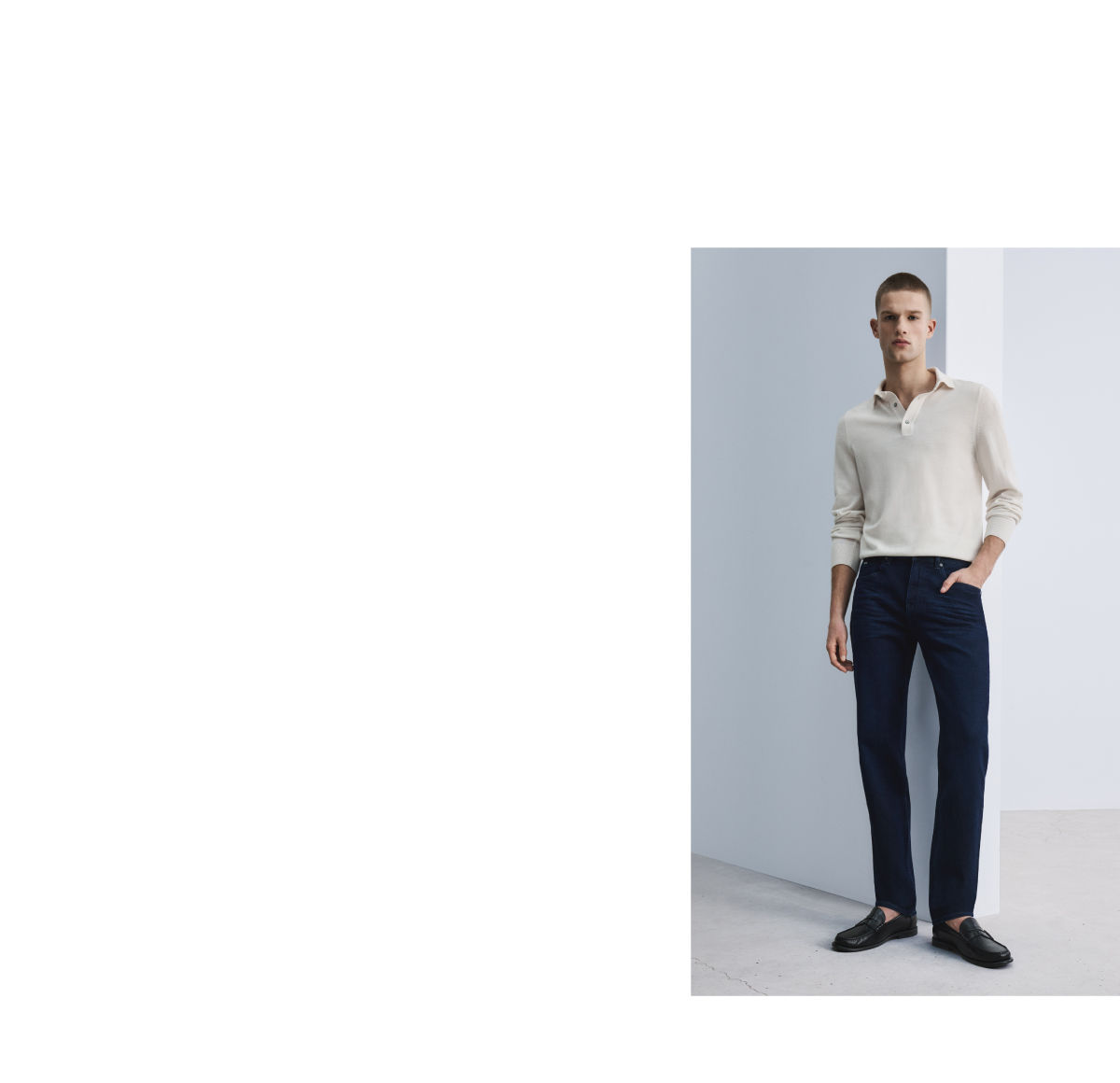 A model wearing a tapered fit jean by BOSS