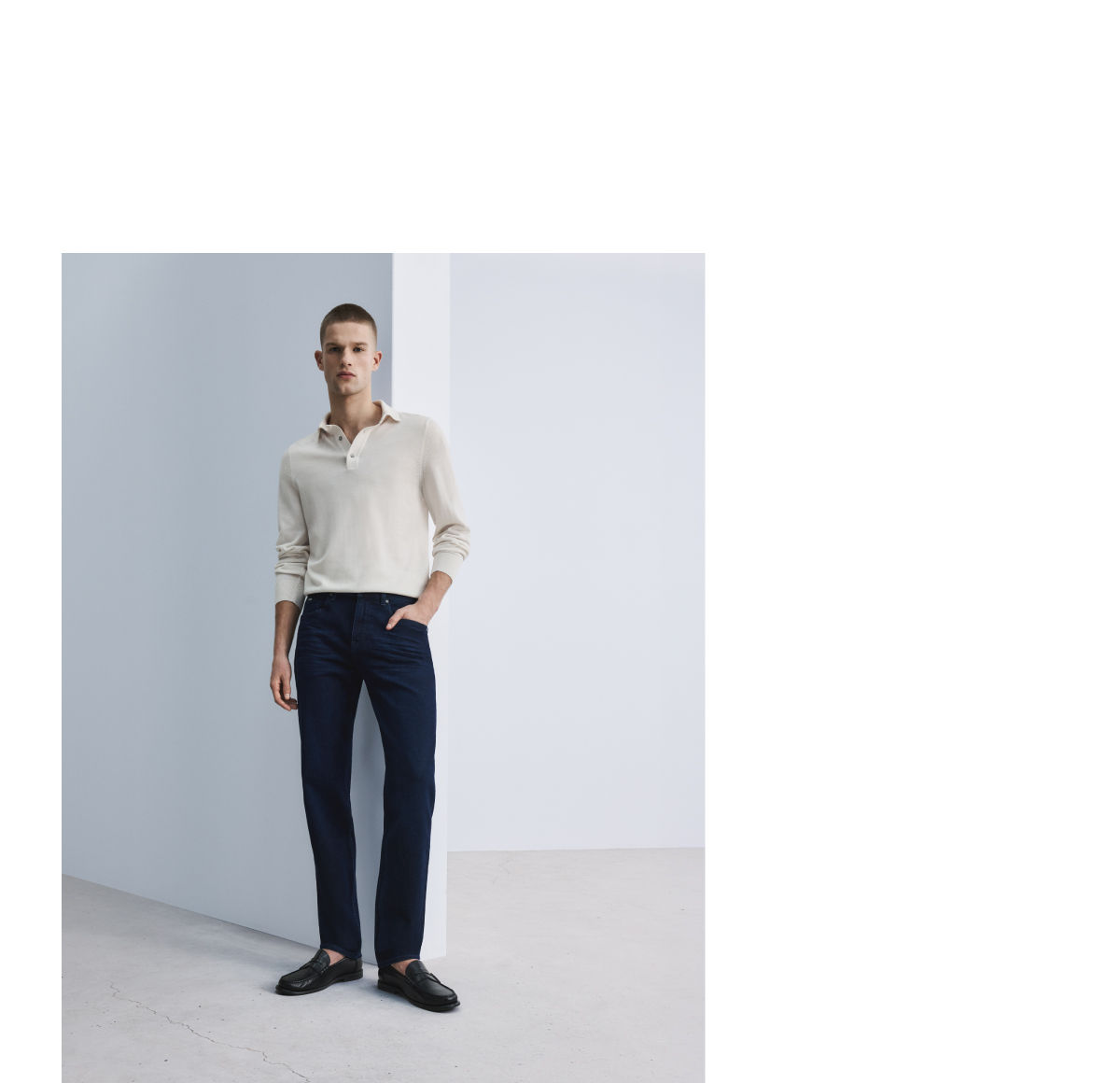 A model wearing a tapered fit jean by BOSS
