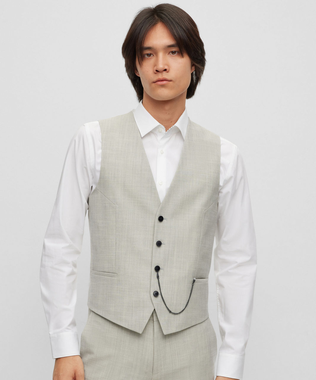 Beige three-piece suit by BOSS