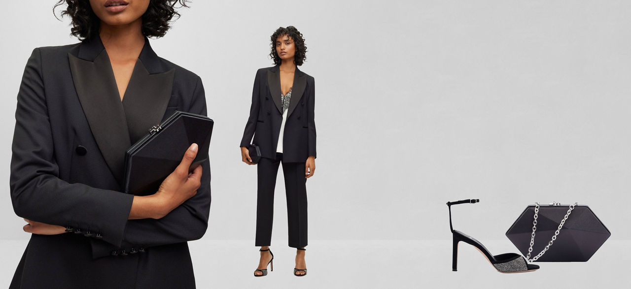 Green leather jacket and black leather skirt for Women