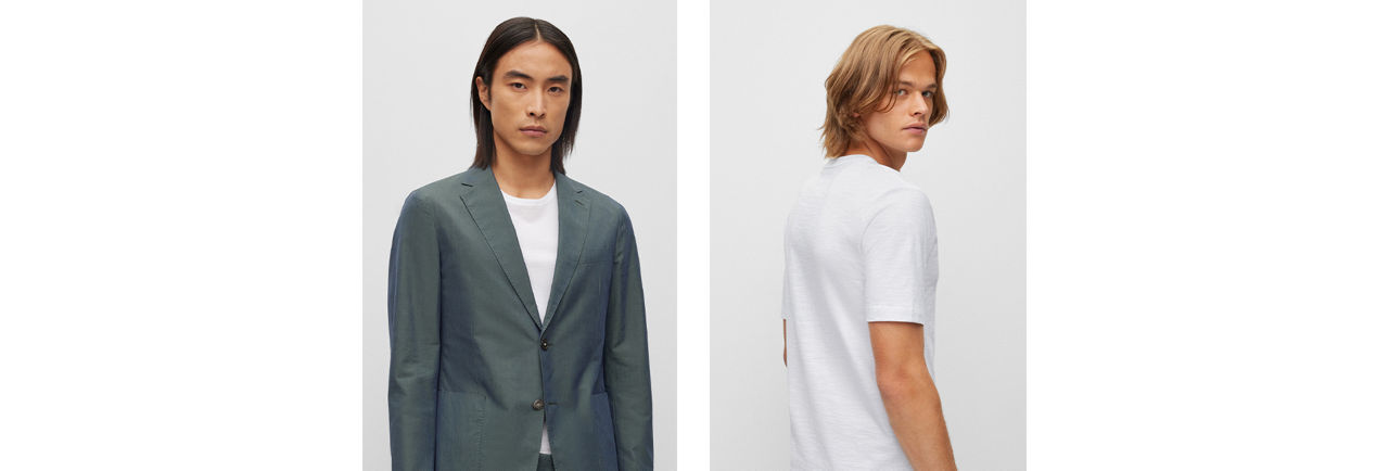 Grey suit and white t-shirt by BOSS