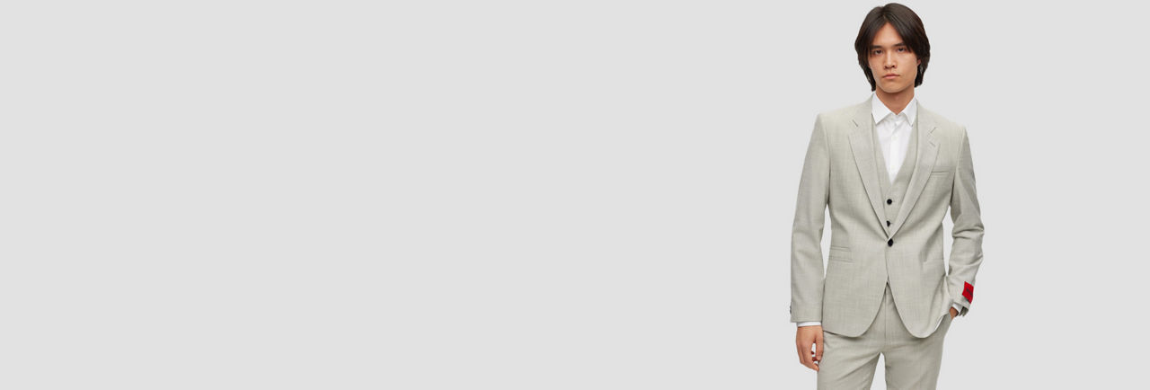 Beige three-piece suit by BOSS