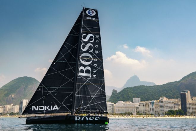 HUGO BOSS sailing boat on the Transat Jacque Vabre race