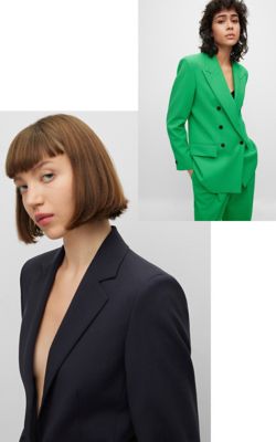 Green and dark blue blazer