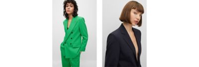 Green and dark blue blazer