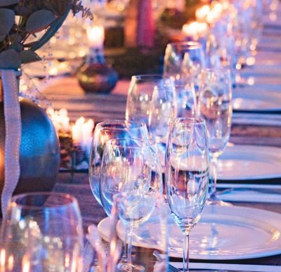 Elegant table with glasses and plates