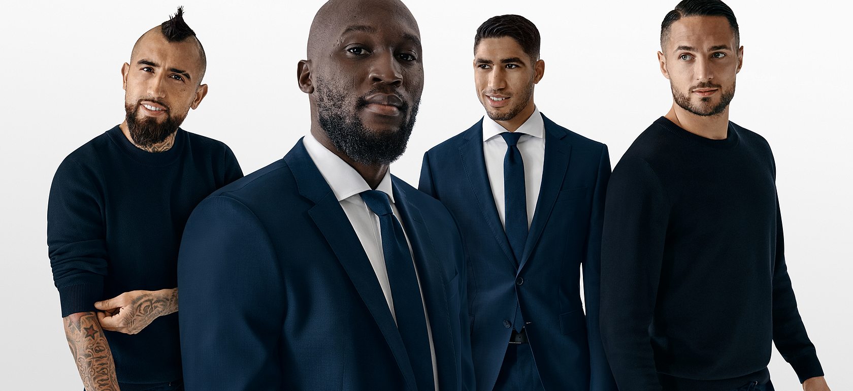 FC inter team dressed in dark blue BOSS Suits