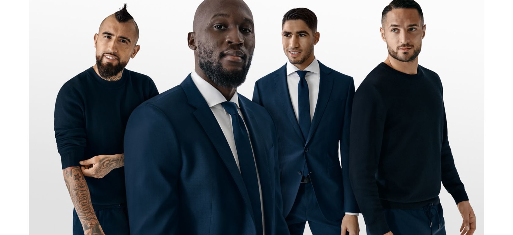 FC inter team dressed in dark blue BOSS Suits