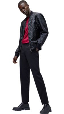 Black jacket trousers and shoes with red T-shirt for men by BOSS  