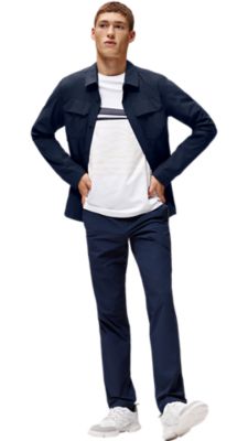 Black jacket trousers and shoes with red T-shirt for men by BOSS  